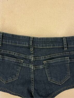 Women’s Dark Blue Denim Low-Rise Jeans Shorts